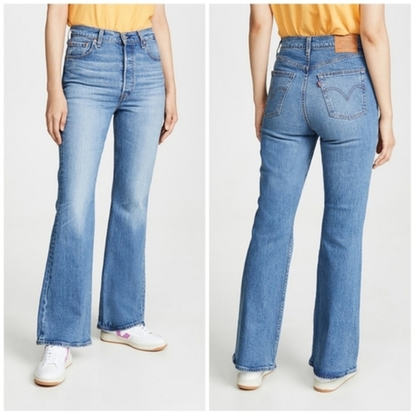 Levi's Denim - Levi's Ribcage High Rise Flare Jeans in Jive Song